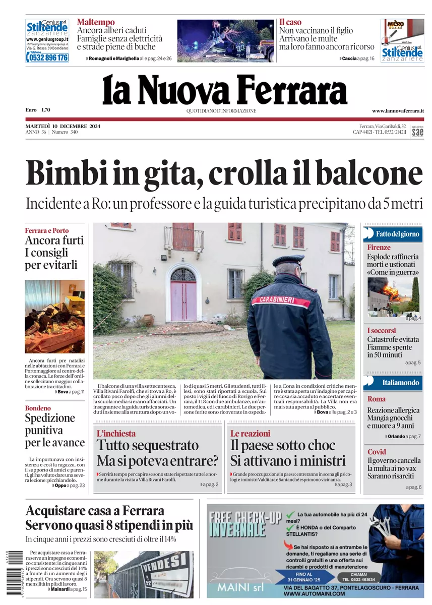 Prima-pagina-nuova ferrara-oggi-edizione-del-2024-12-10